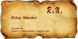 Riha Nándor névjegykártya